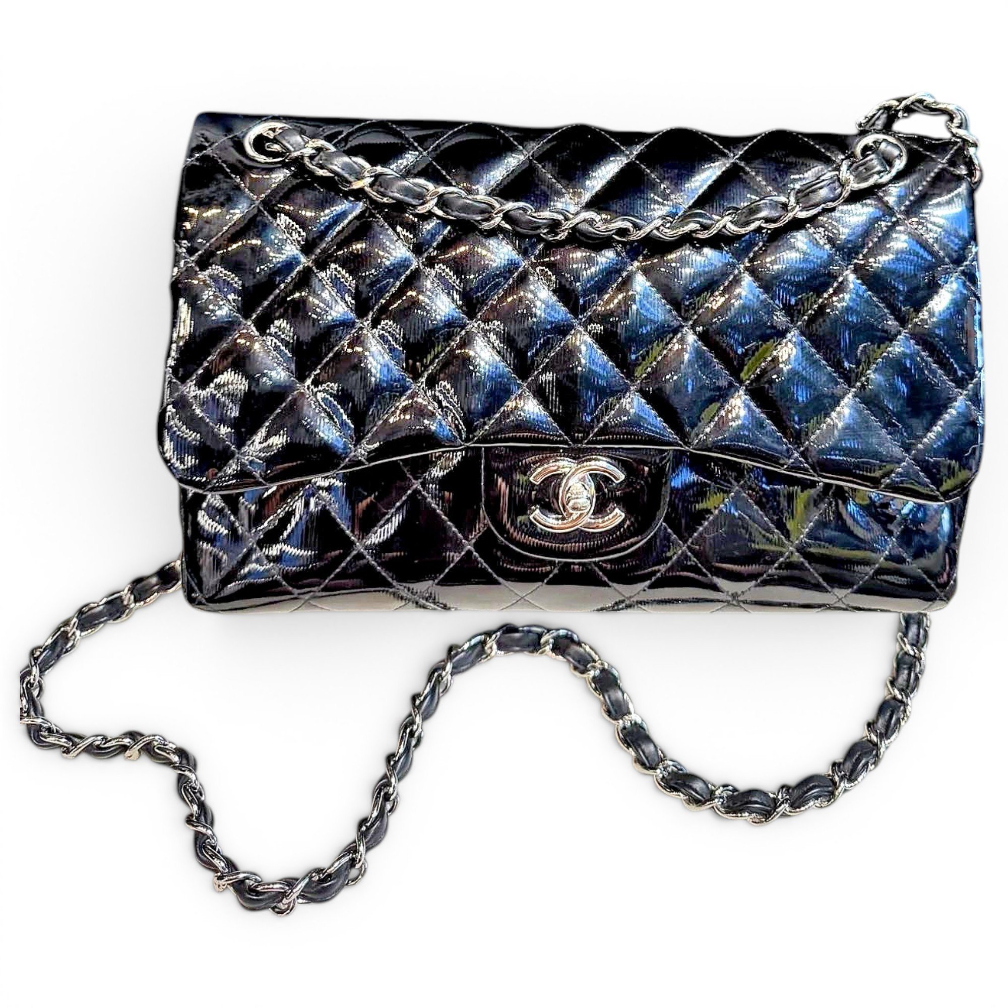 Patent leather handbag