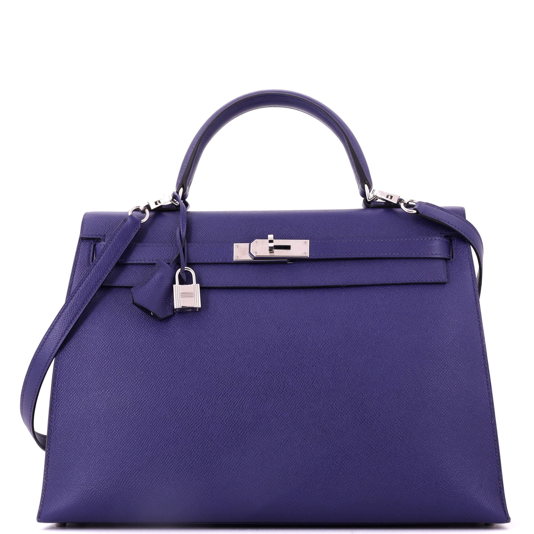 Kelly Handbag Blue Epsom with Palladium Hardware 35