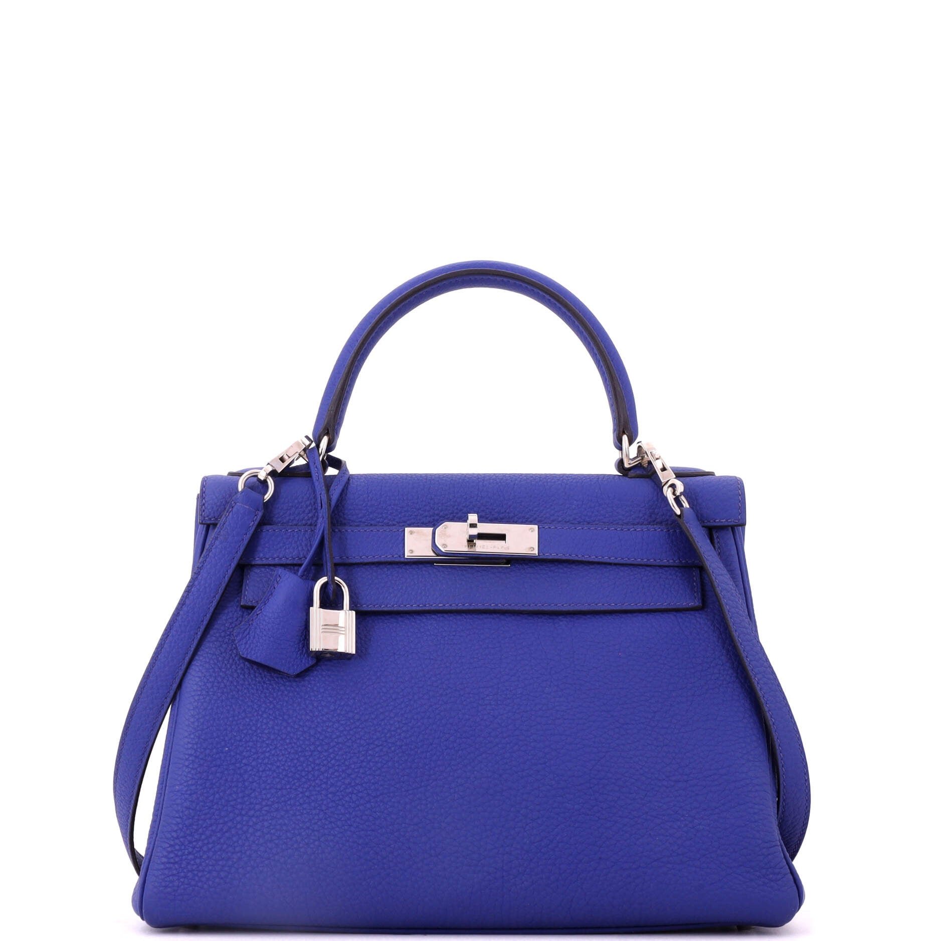 Kelly Handbag Bleu Electrique Togo with Palladium Hardware 28