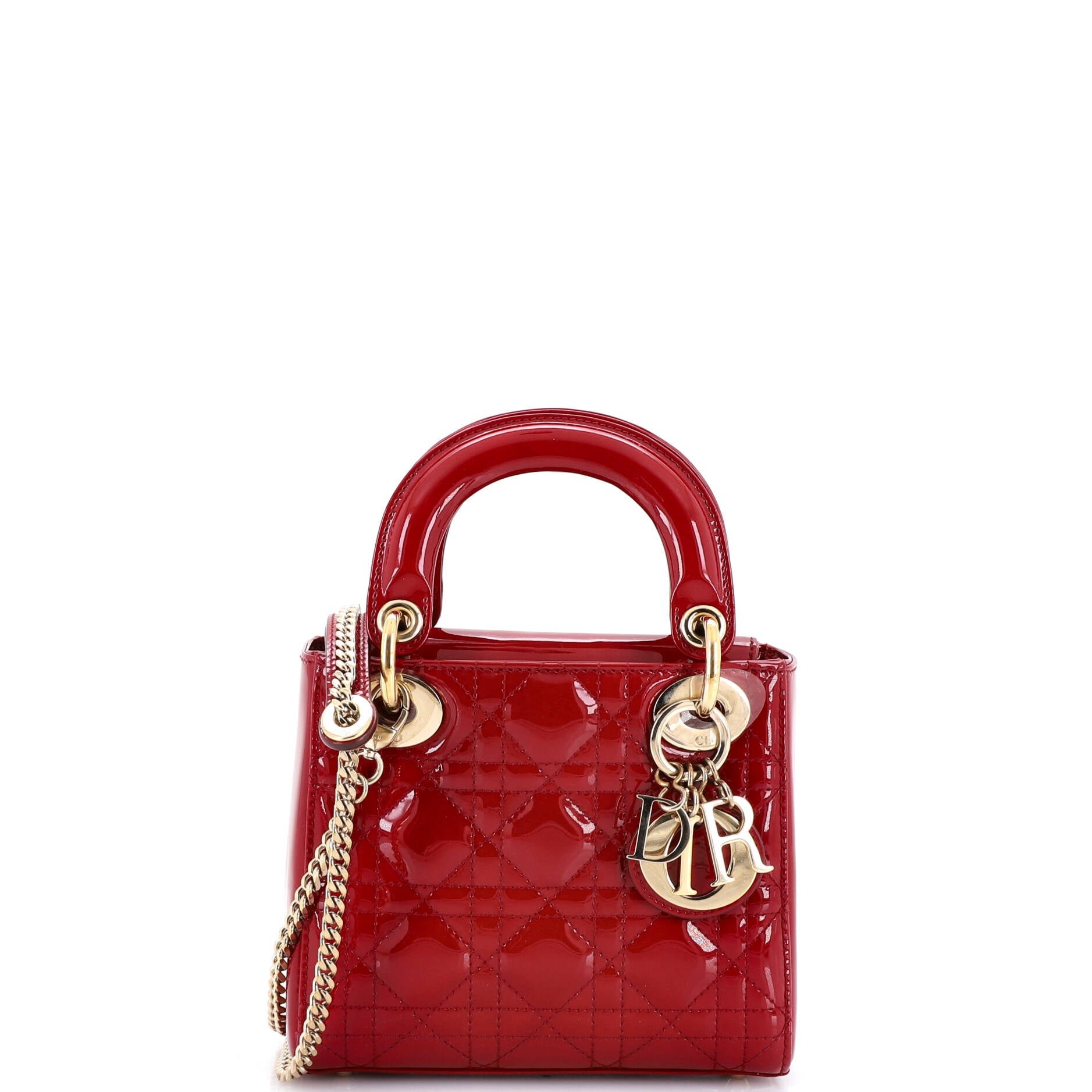 Lady Dior Chain Bag Cannage Quilt Patent Mini