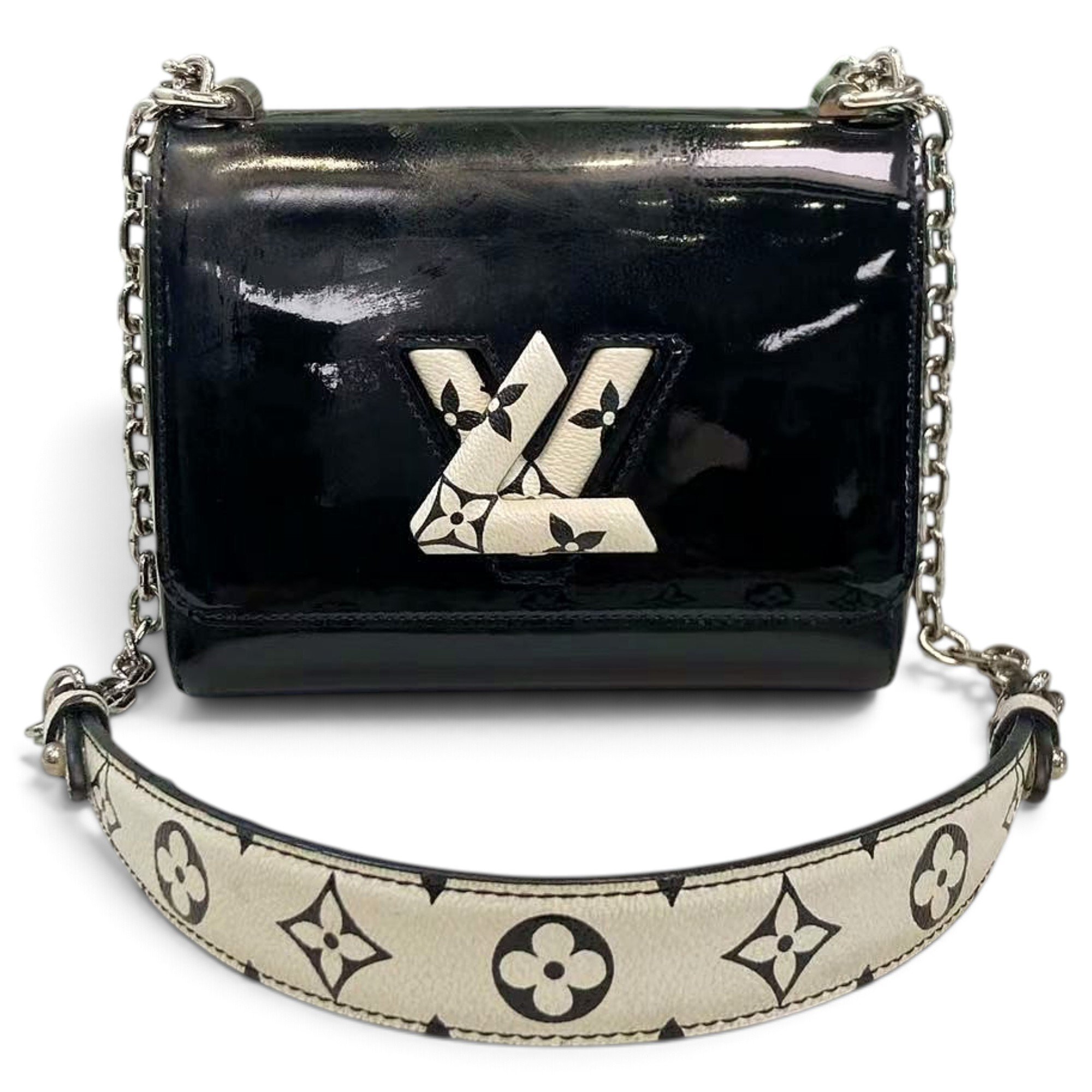 Twist patent leather handbag