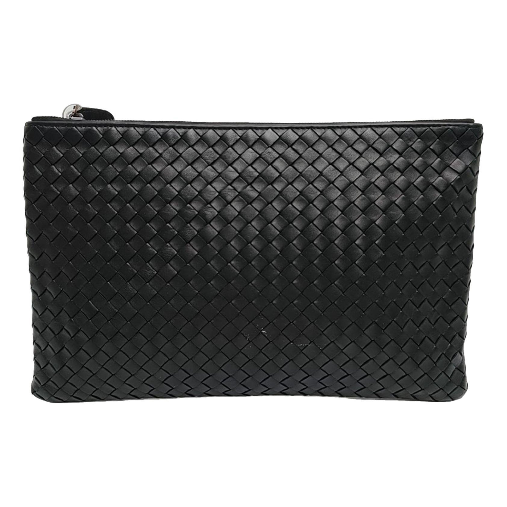 Snap leather clutch bag