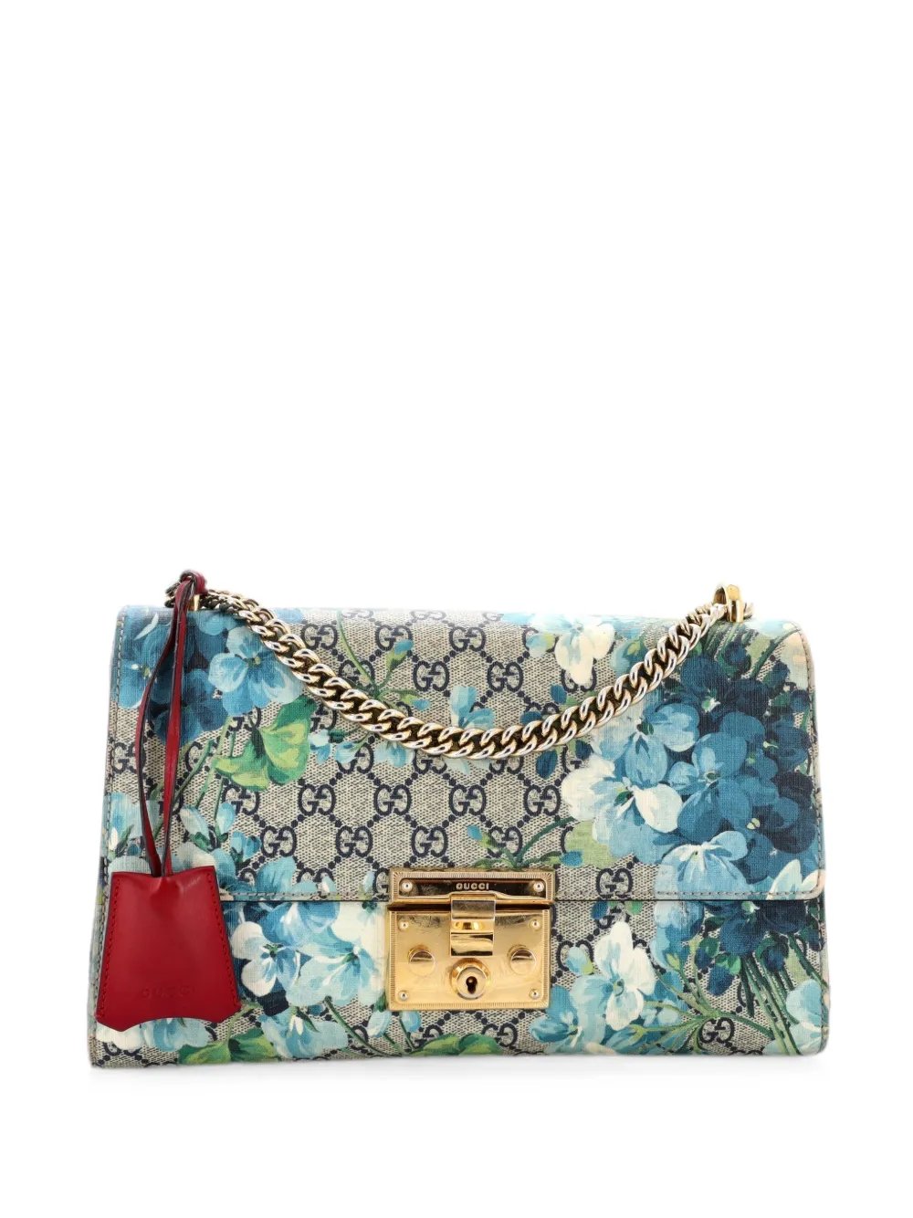 Padlock Blooms Print GG Coated Canvas Medium shoulder bag