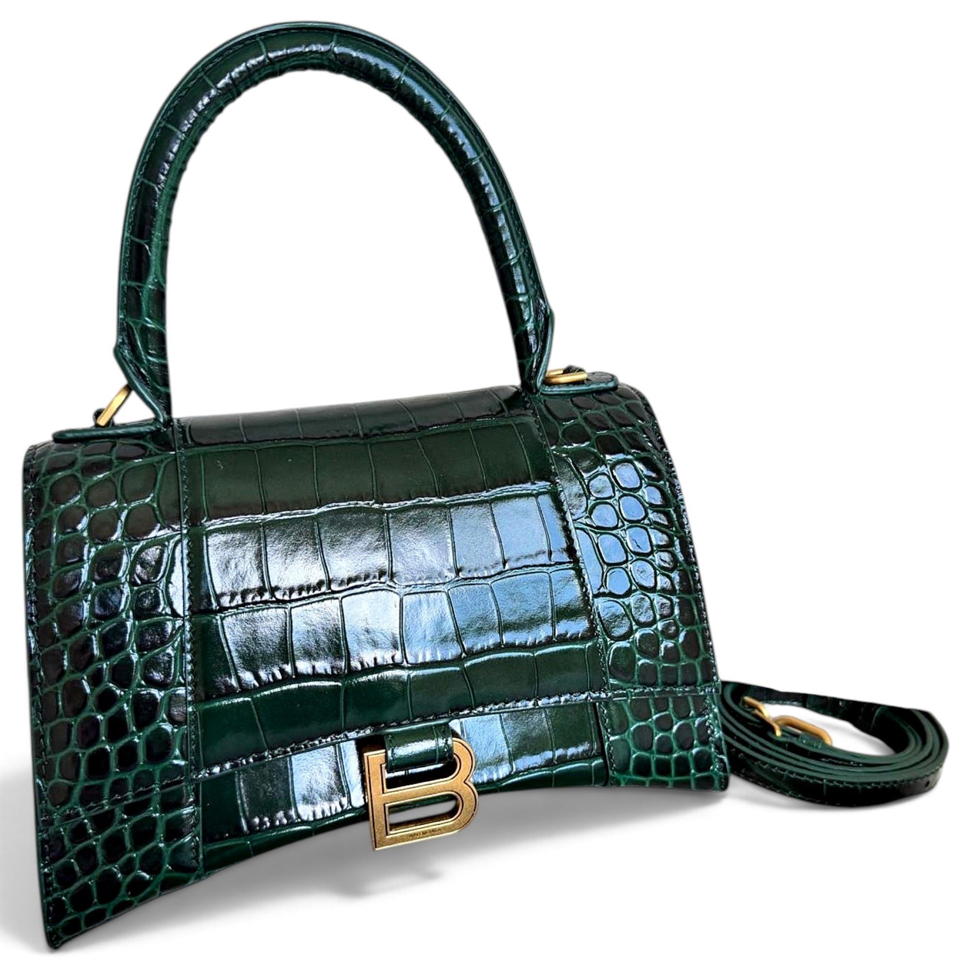 Hourglass leather handbag