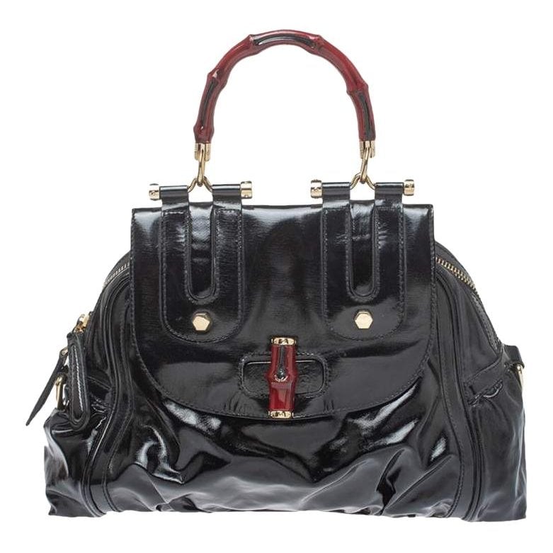 Pop Bamboo patent leather handbag