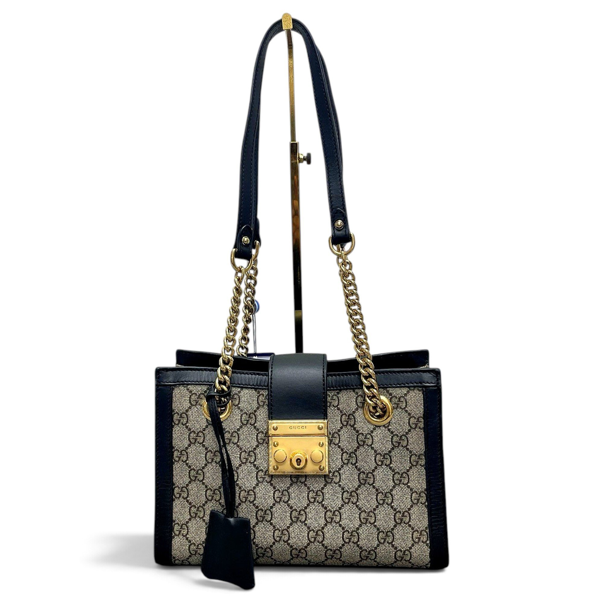 Padlock leather handbag