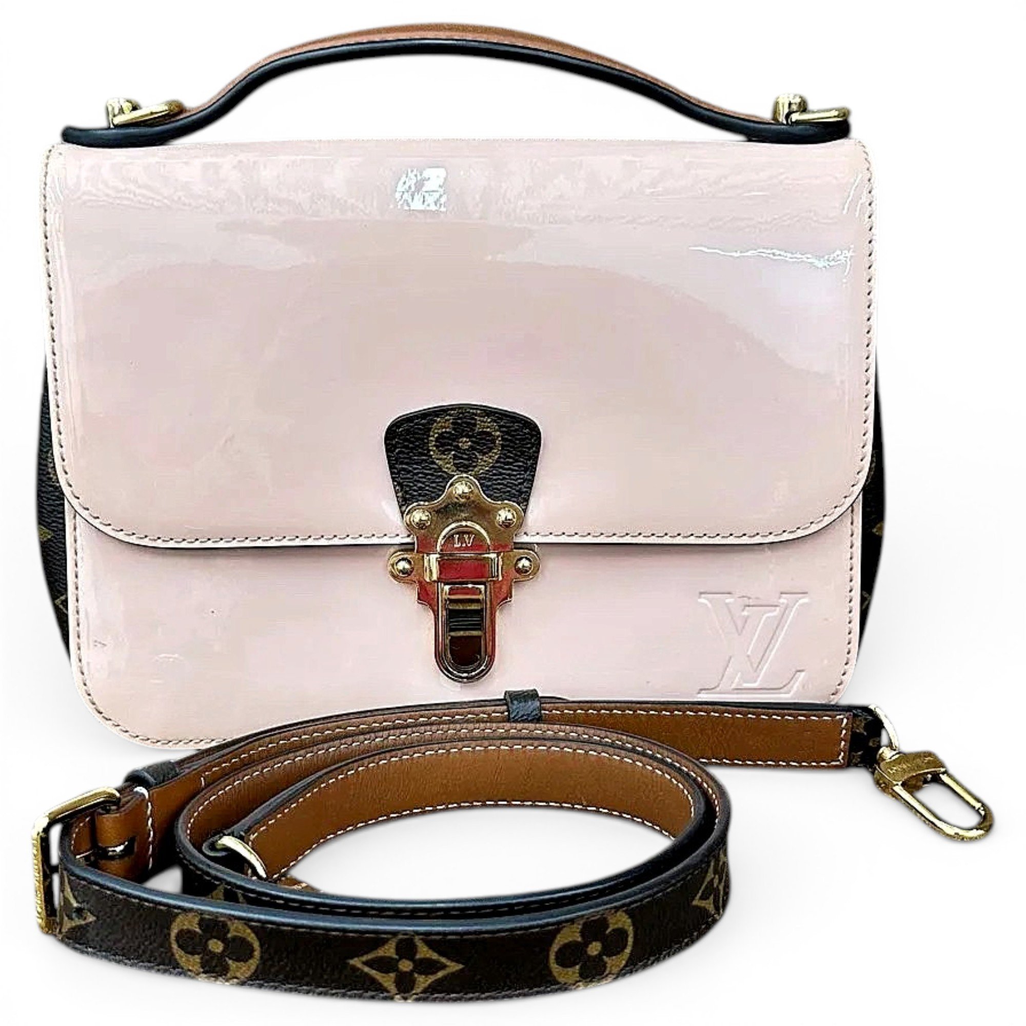 Cherrywood patent leather handbag
