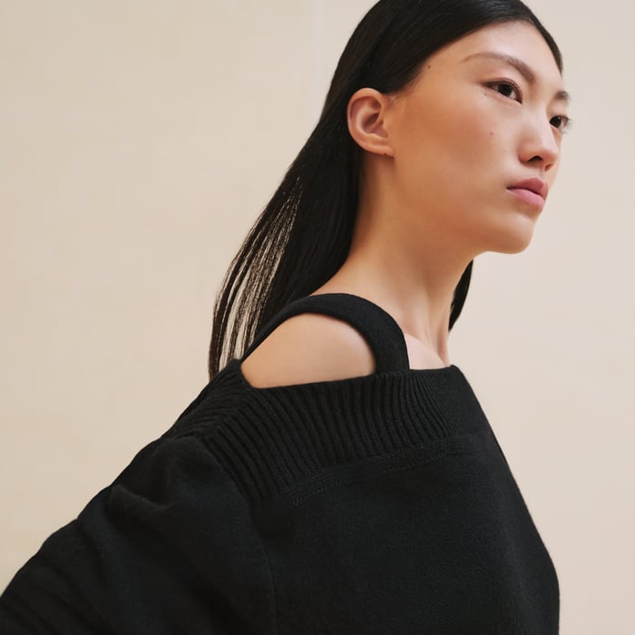 Noir Asymmetric Cashmere Dress