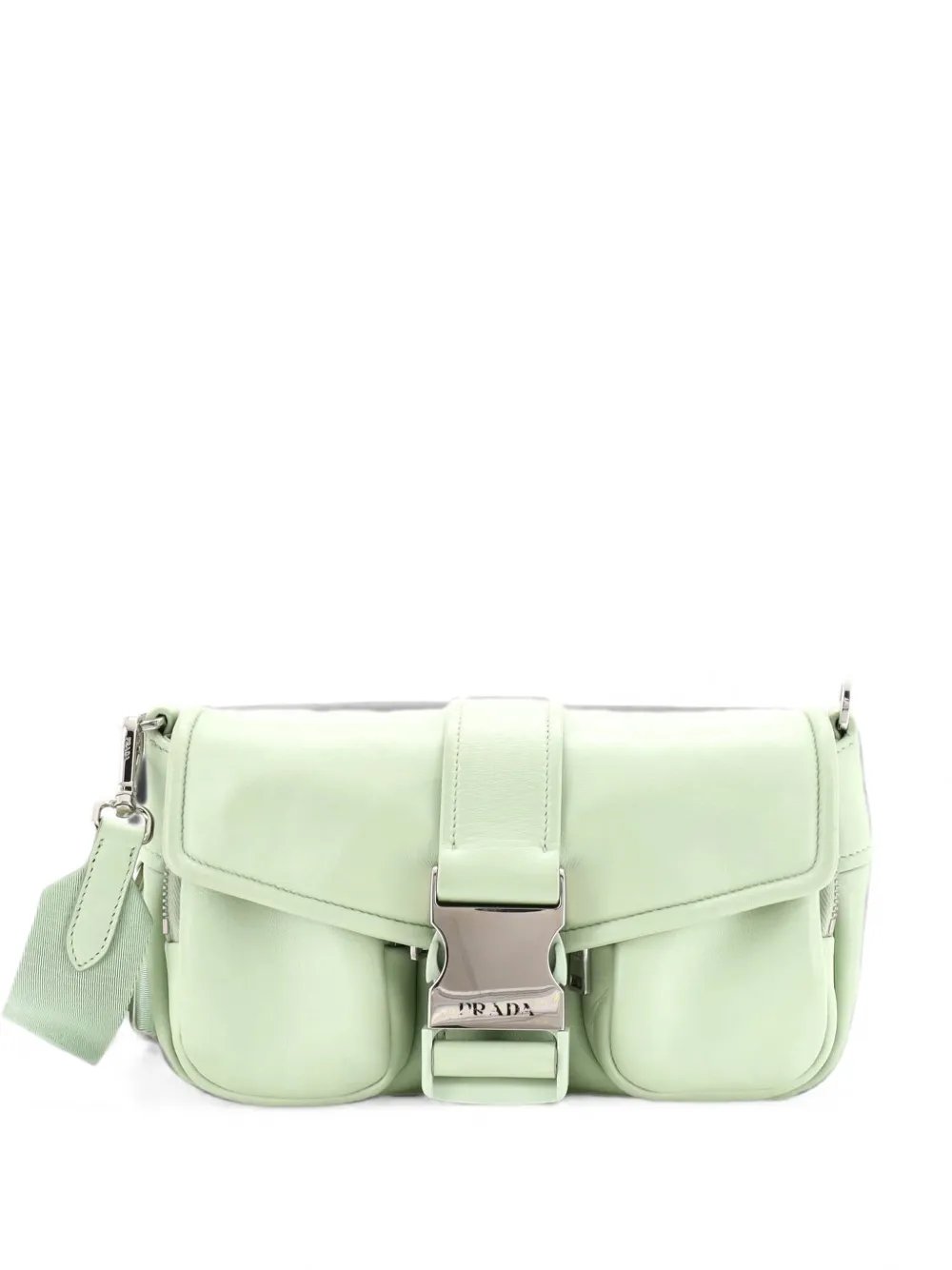 Buckle Pocket Spazzolato Leather and Tessuto crossbody bag