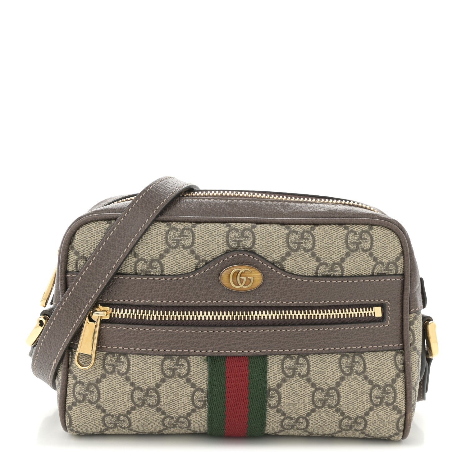 Gucci GG Supreme Monogram Web Mini Ophidia Shoulder Bag Brown