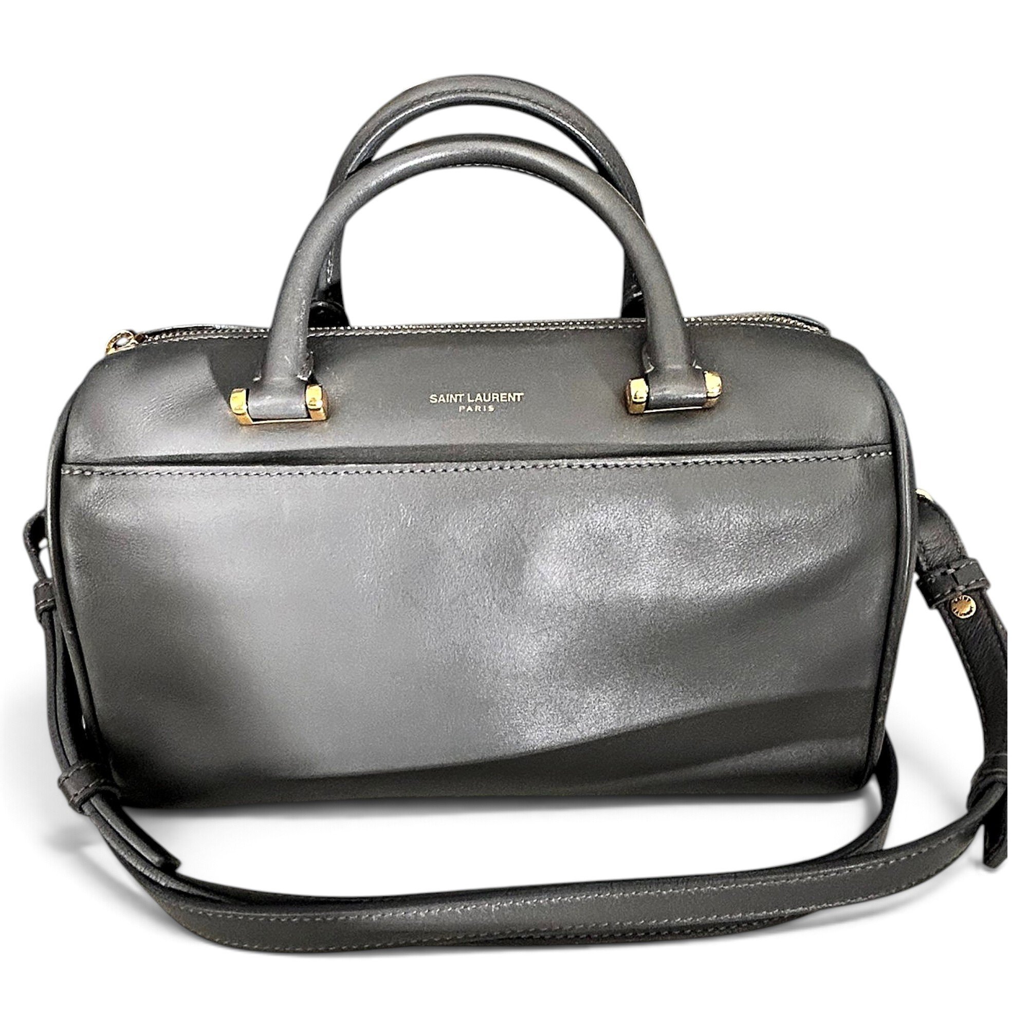 Duffle leather handbag