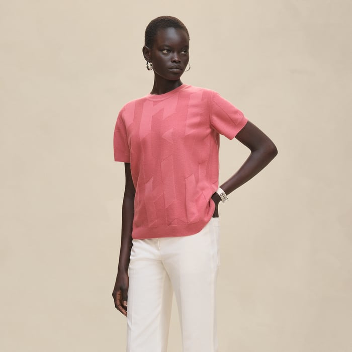 Rose Sorbet "H" Short-sleeve Sweater