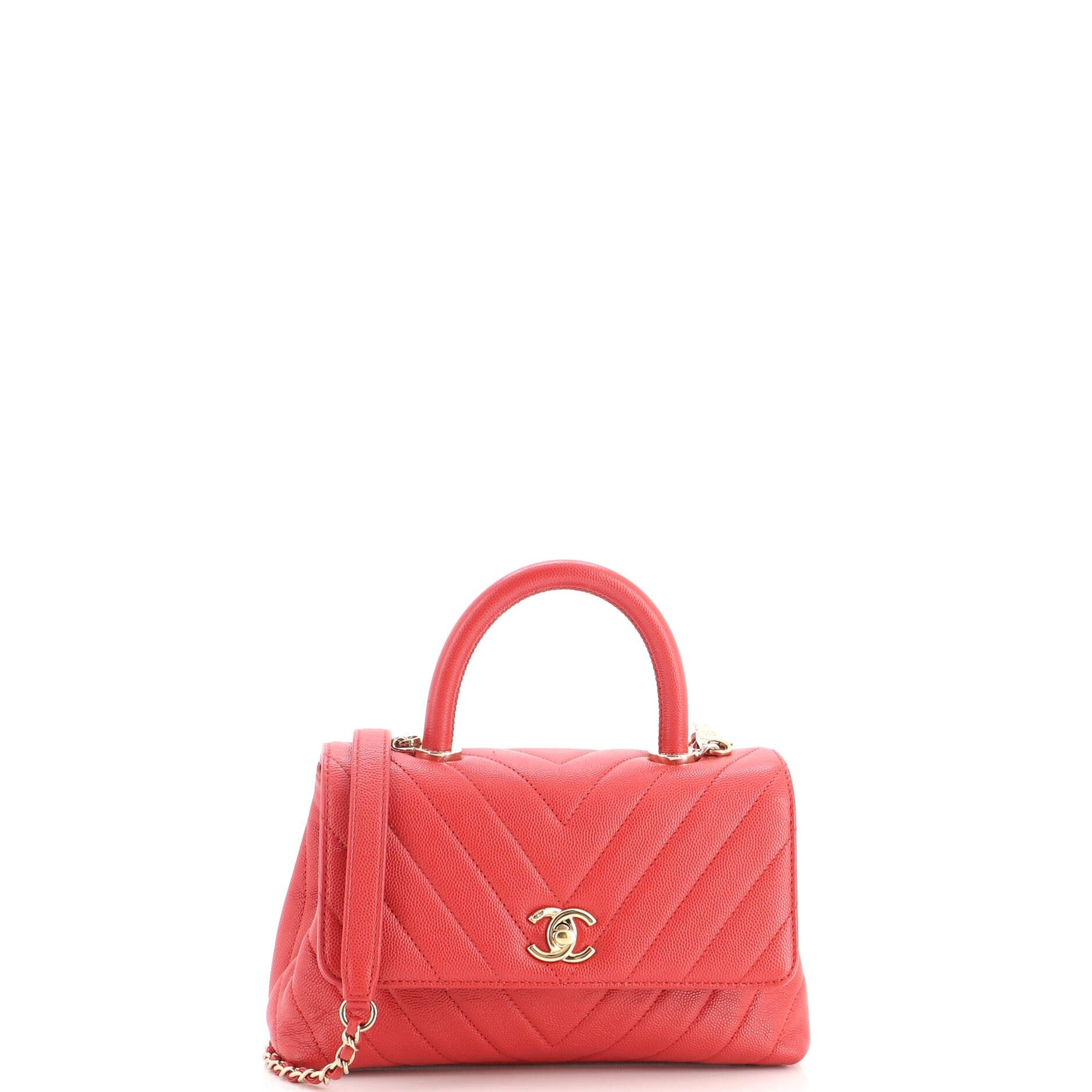 Coco Top Handle Bag Chevron Caviar Mini