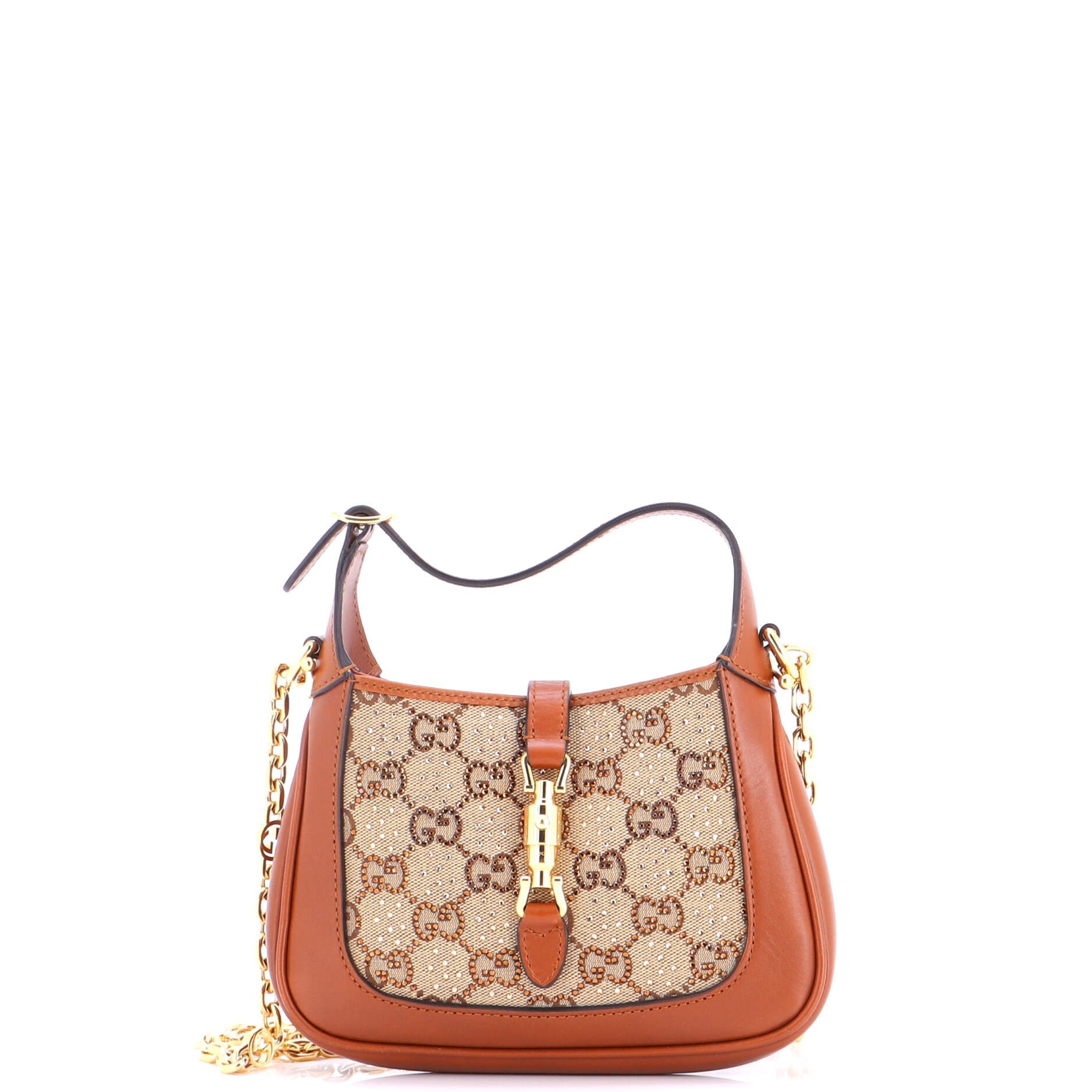 Jackie 1961 Chain Hobo Crystal Embellished GG Canvas Mini