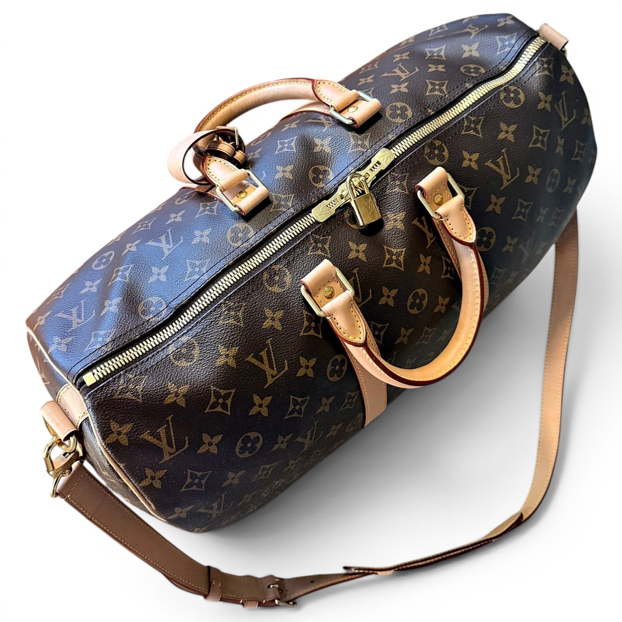 Louis Vuitton Keepall leather travel bag