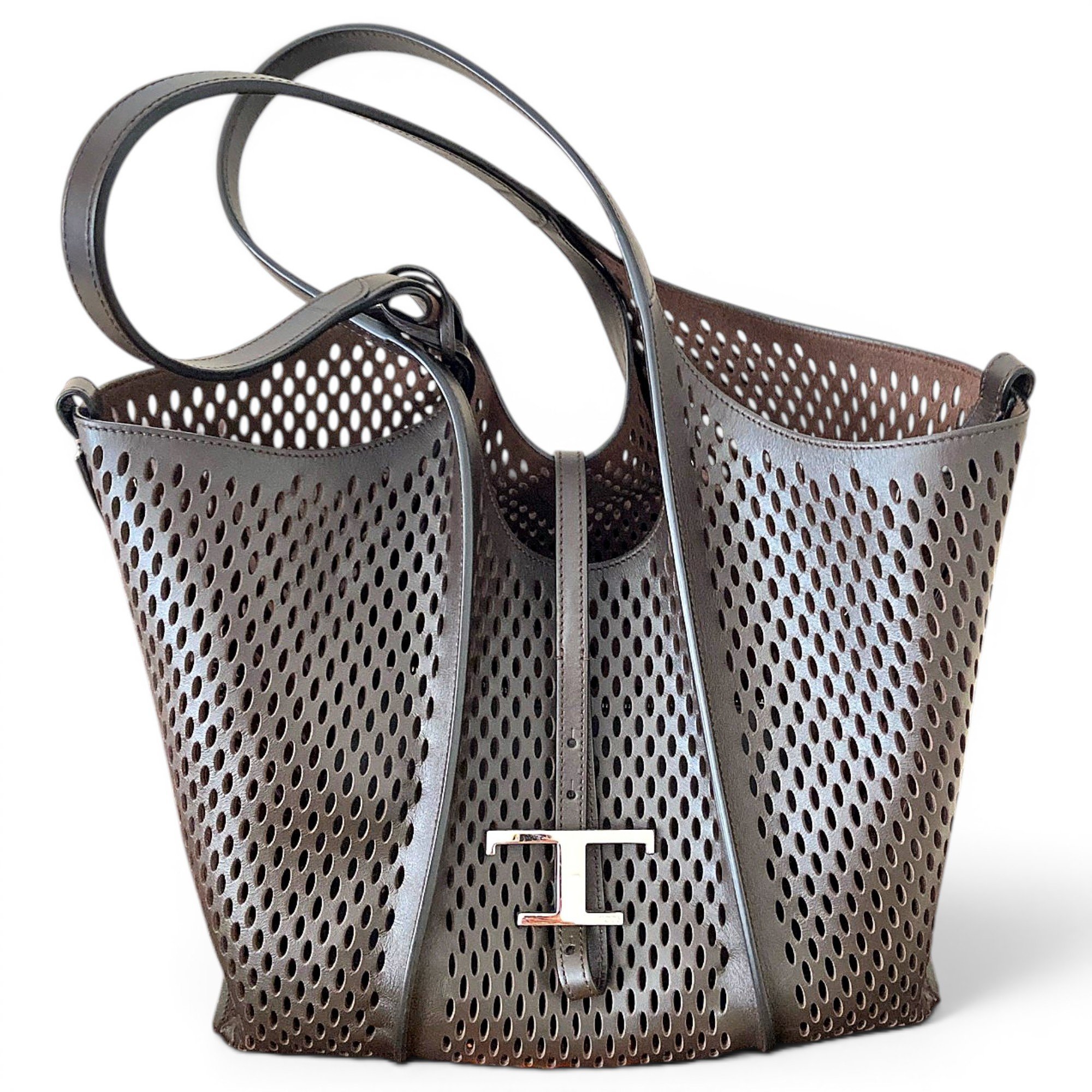 Shopping Media leather handbag