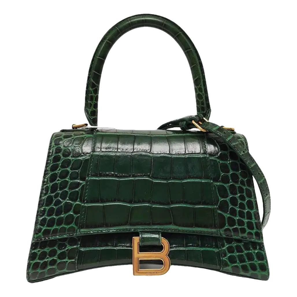 Hourglass leather handbag