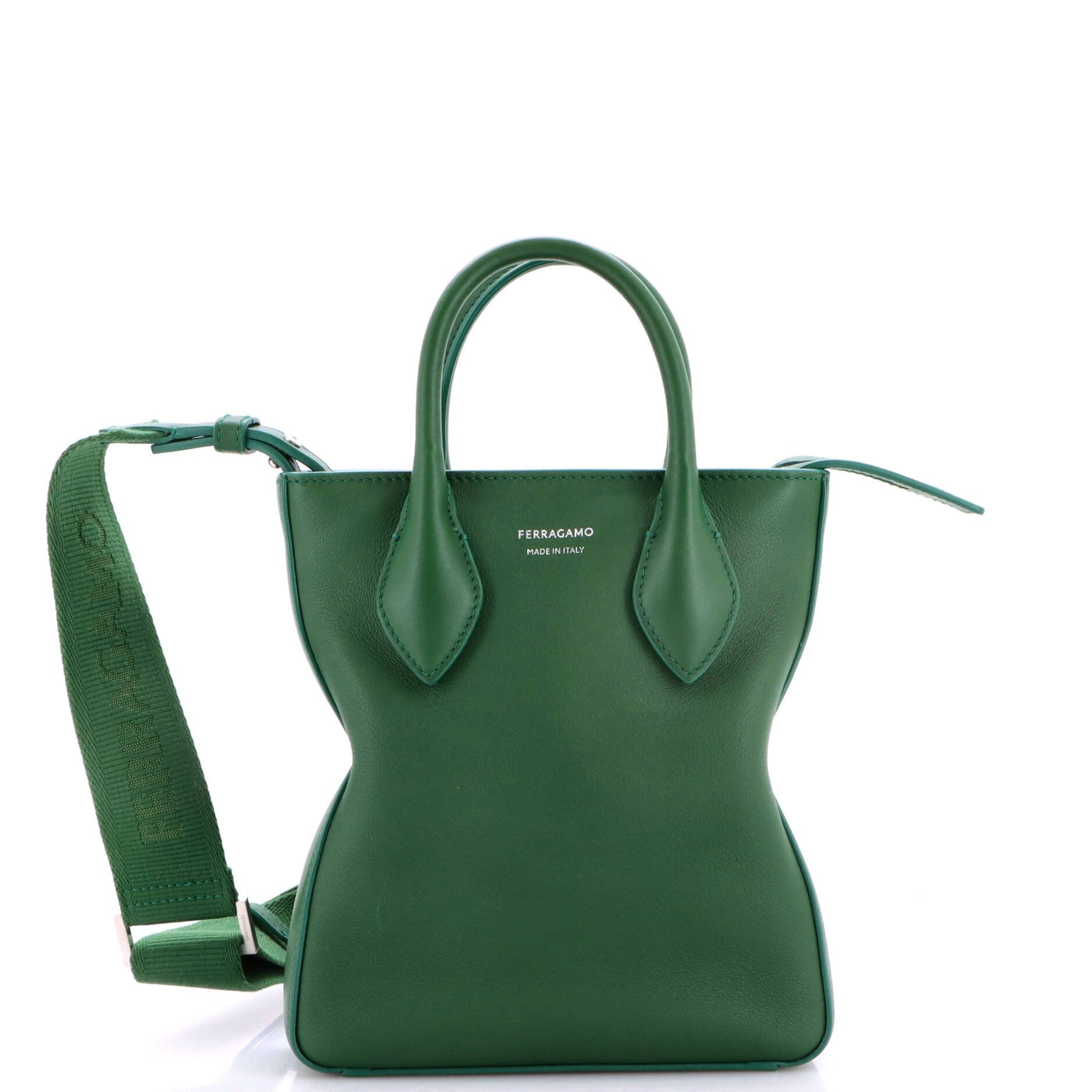Ferragamo Vertical Fold Side Star Tote Leather Mini