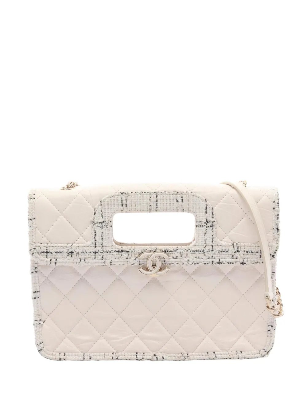 2019 Small Quilted Lambskin and Tweed Shopping Tote satchel