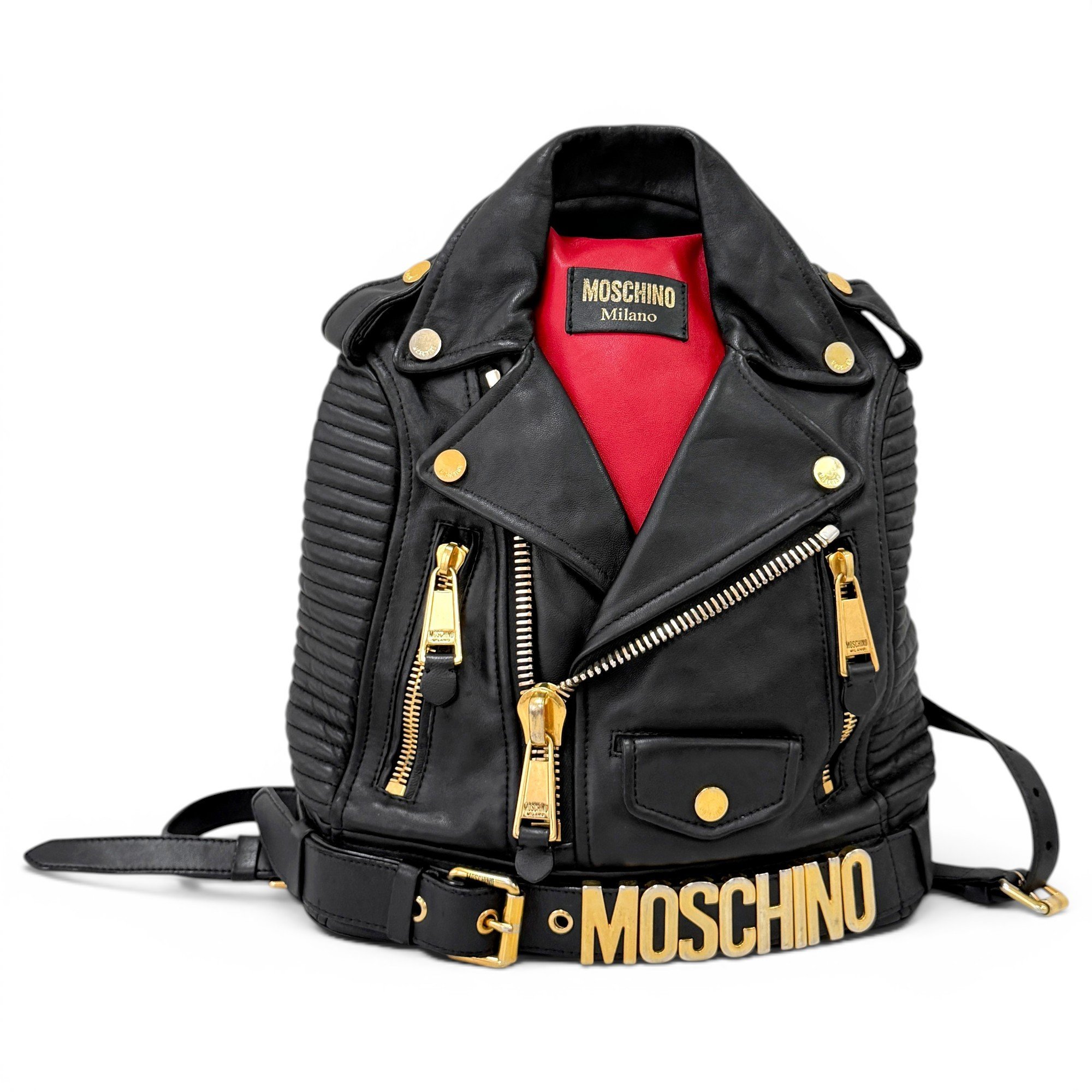 Biker leather backpack