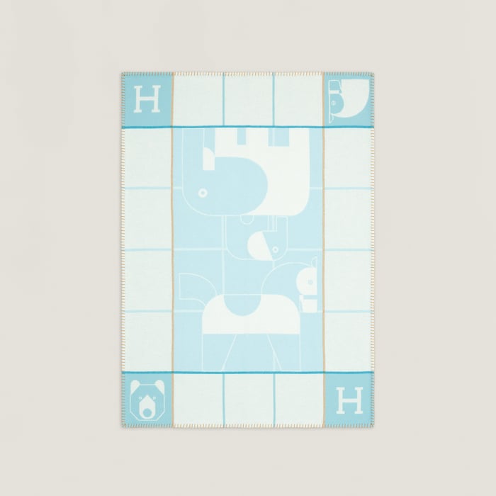 Bleu Dragée Animaux Blocks Blanket