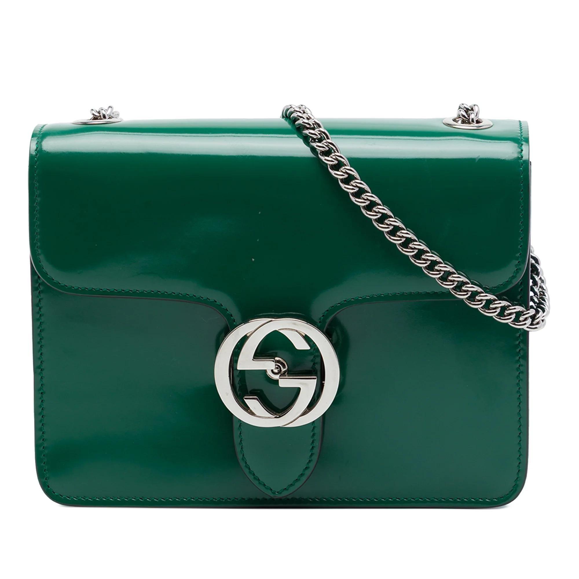 Interlocking patent leather handbag