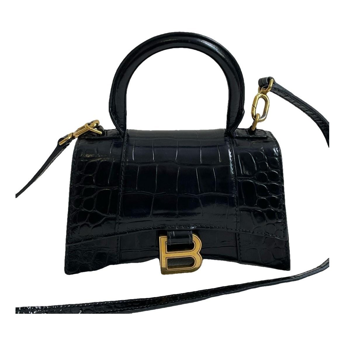 Hourglass leather handbag