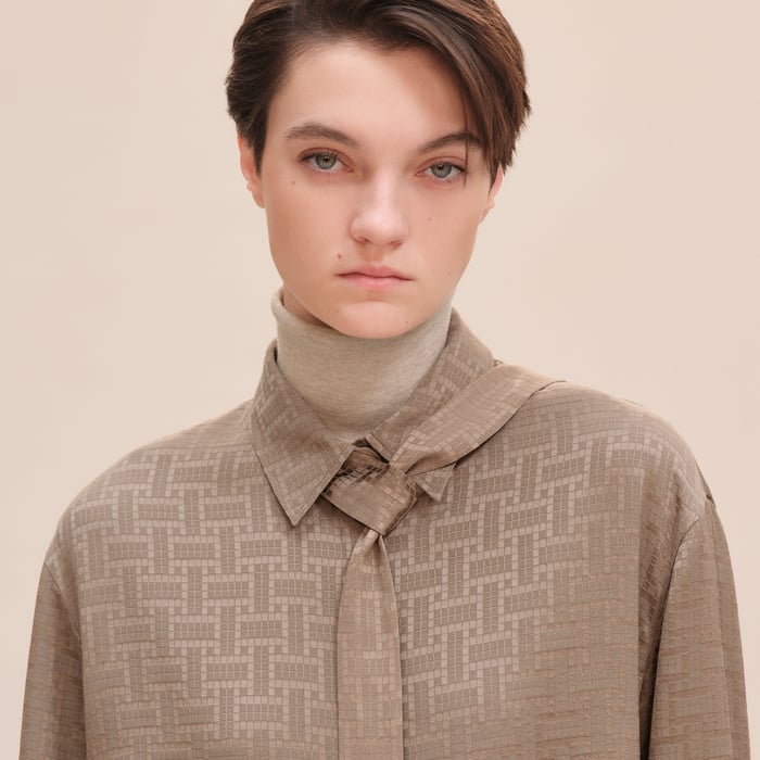 "Mosaique" Ascot Collar Shirt