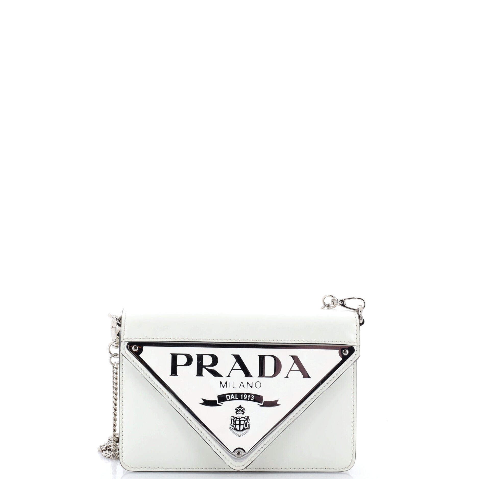 Maxi Triangle Logo Chain Flap Bag Brushed Leather Small