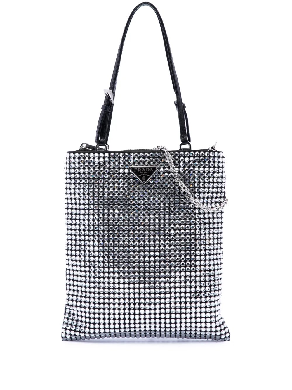 2000-2013 Satin Crystal Embellished Chain Flat Tote satchel