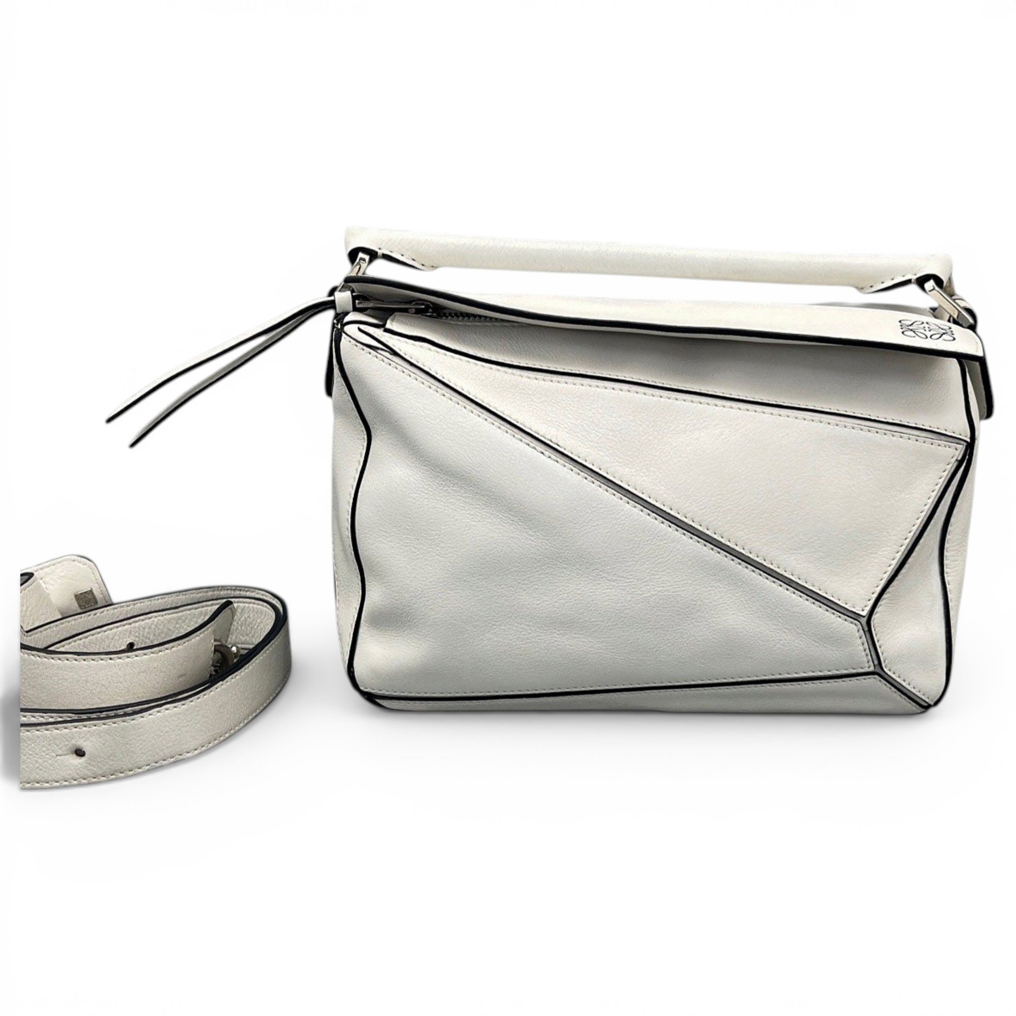 Puzzle leather handbag