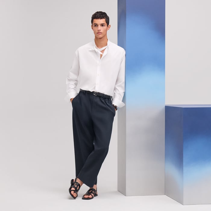 Blanc Boxy Fit Shirt With Marius Collar