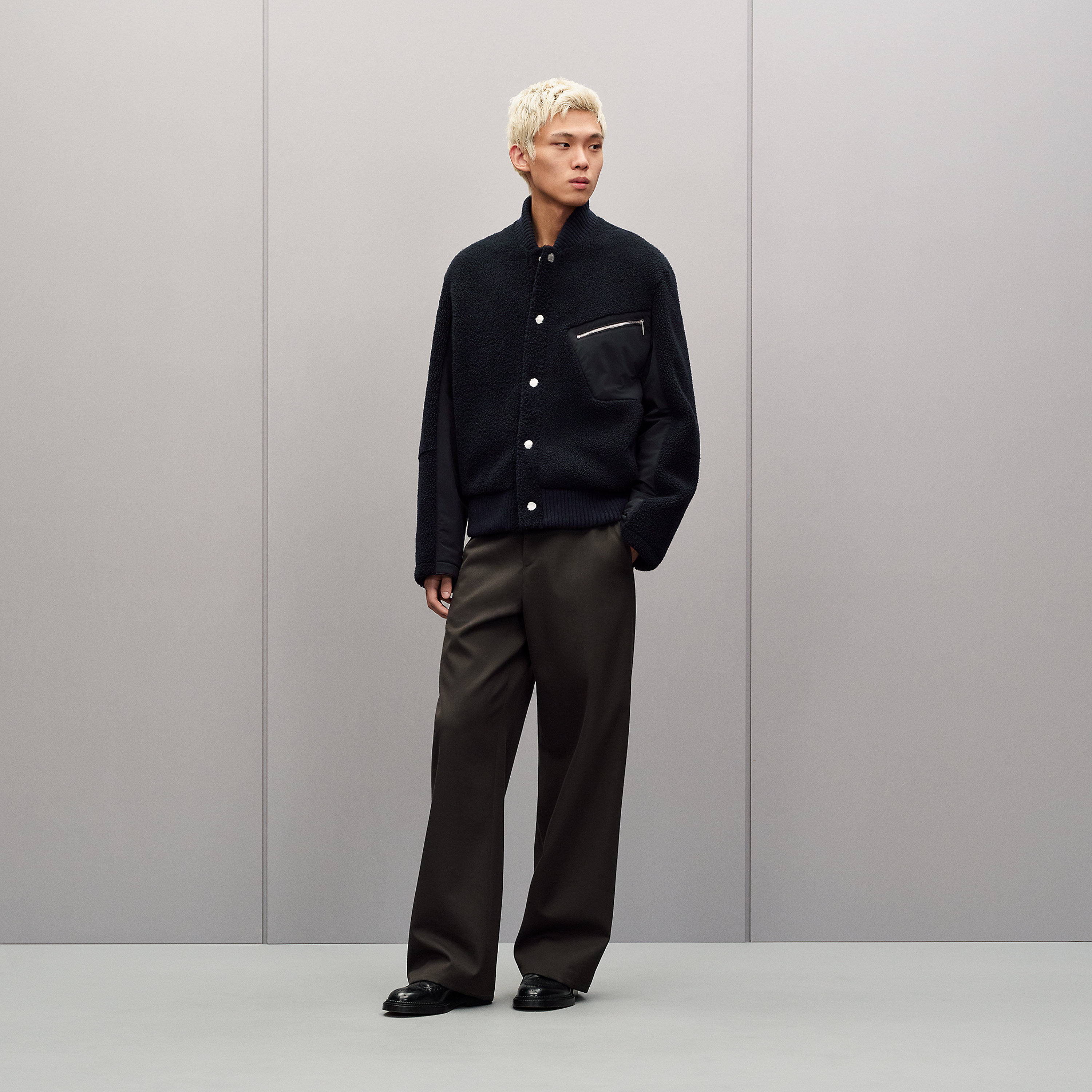 Reversible rib-trim jacket