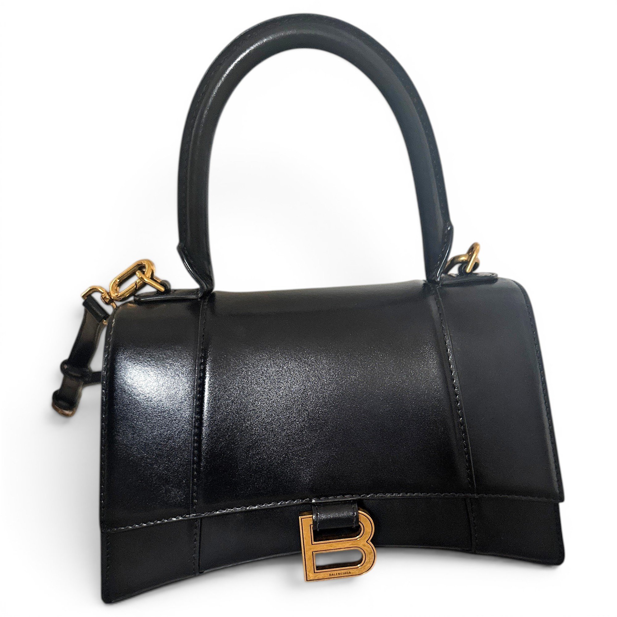 Hourglass leather handbag