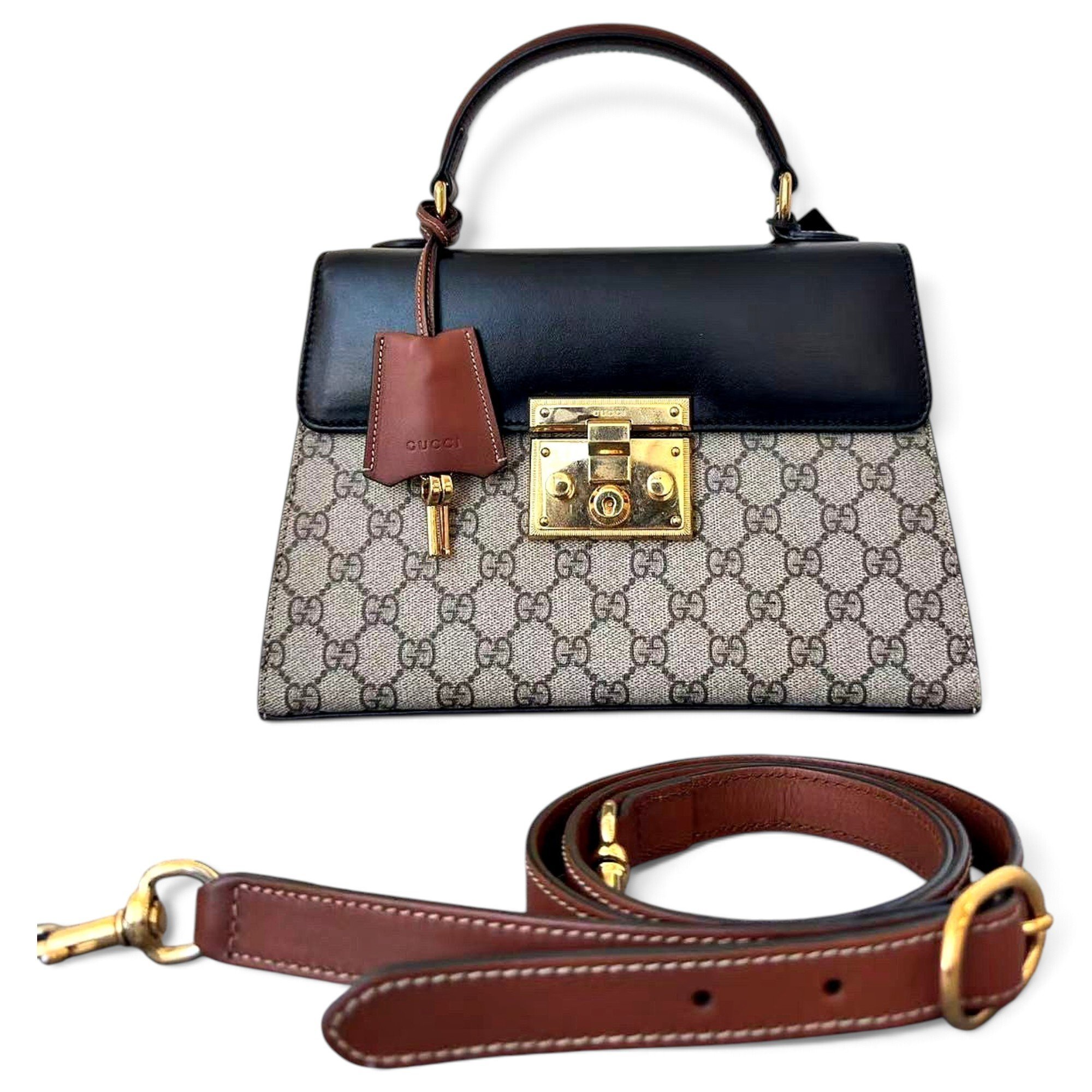 Padlock leather handbag