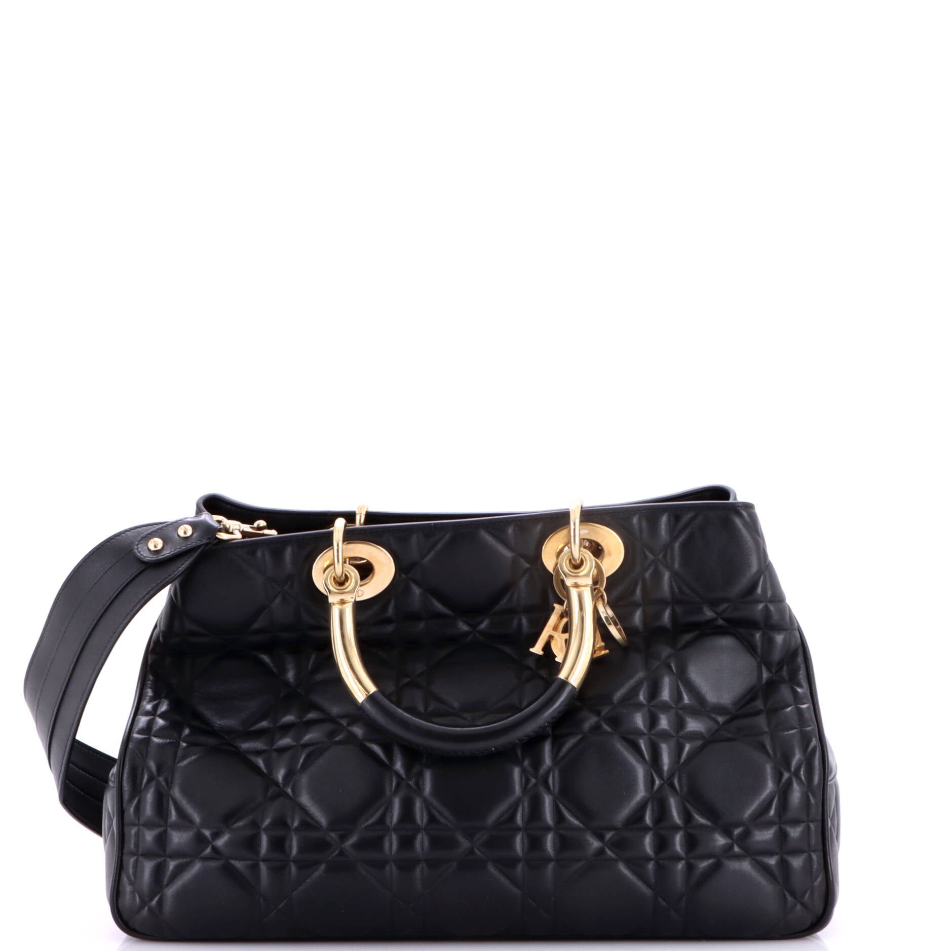 Lady 95.22 Bag Cannage Embossed Leather Large