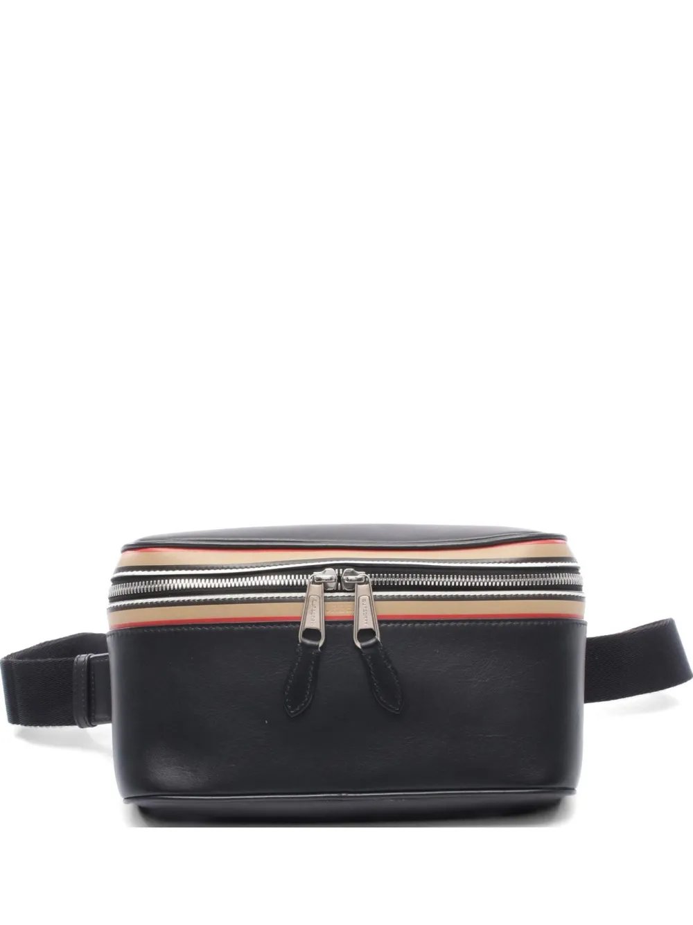 2010s striped-trim leather belt bag
