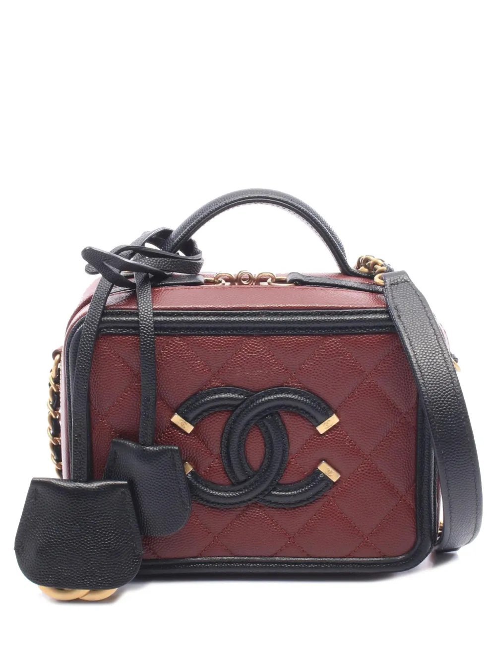 2018 Small Bicolor Caviar CC Filigree Vanity Case satchel