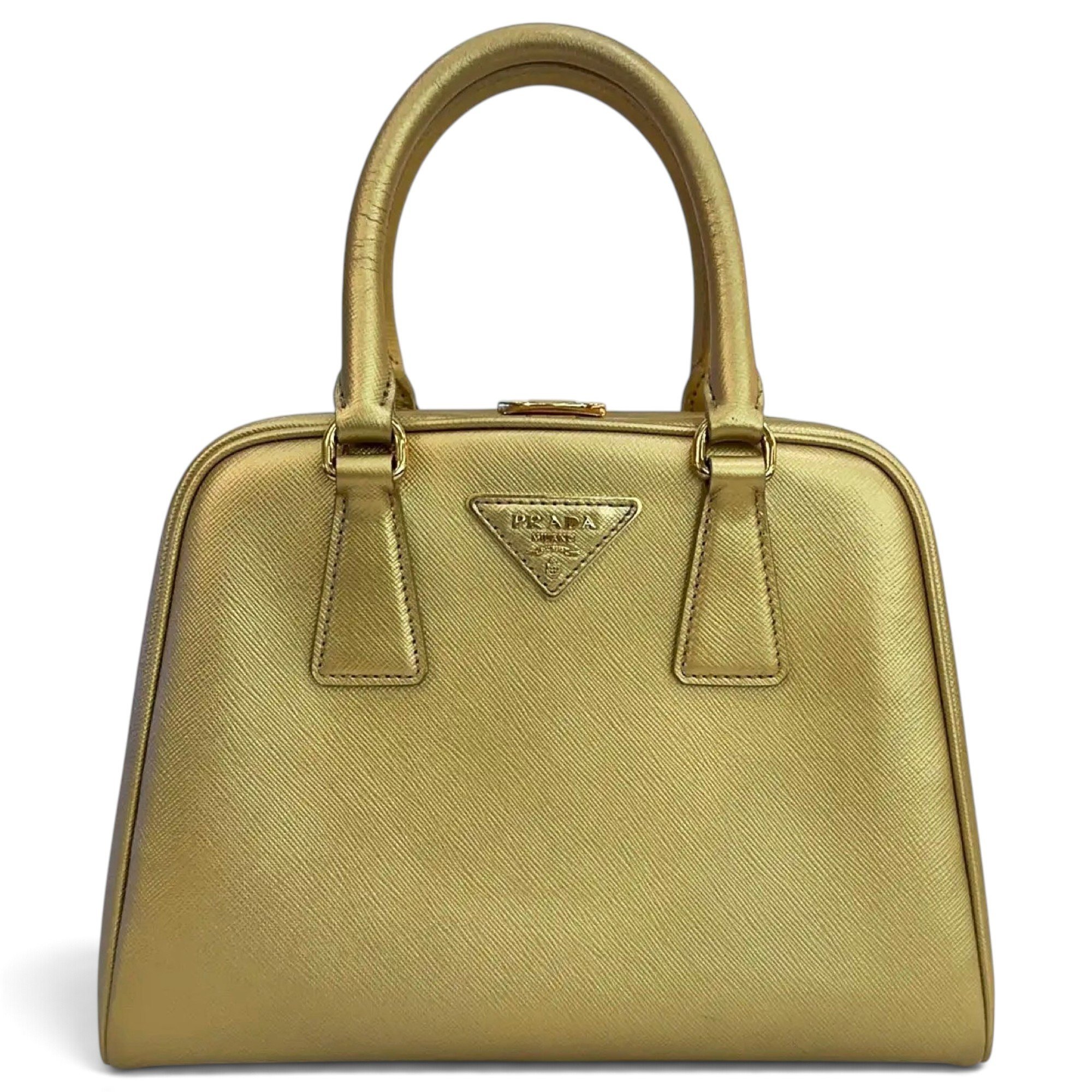 Pyramid leather handbag