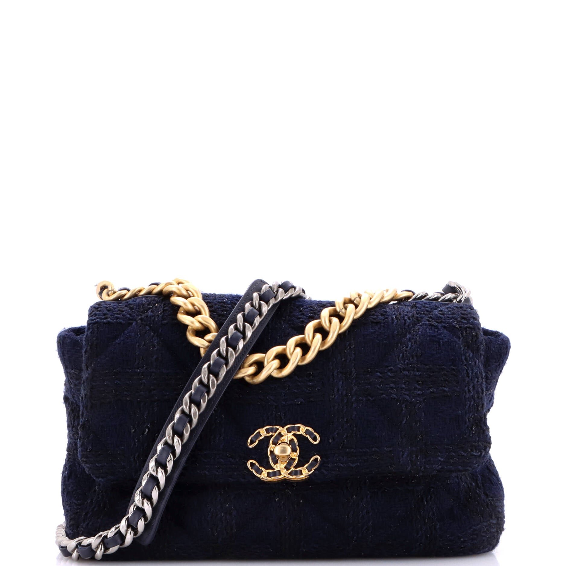 19 Flap Bag Quilted Tweed Large