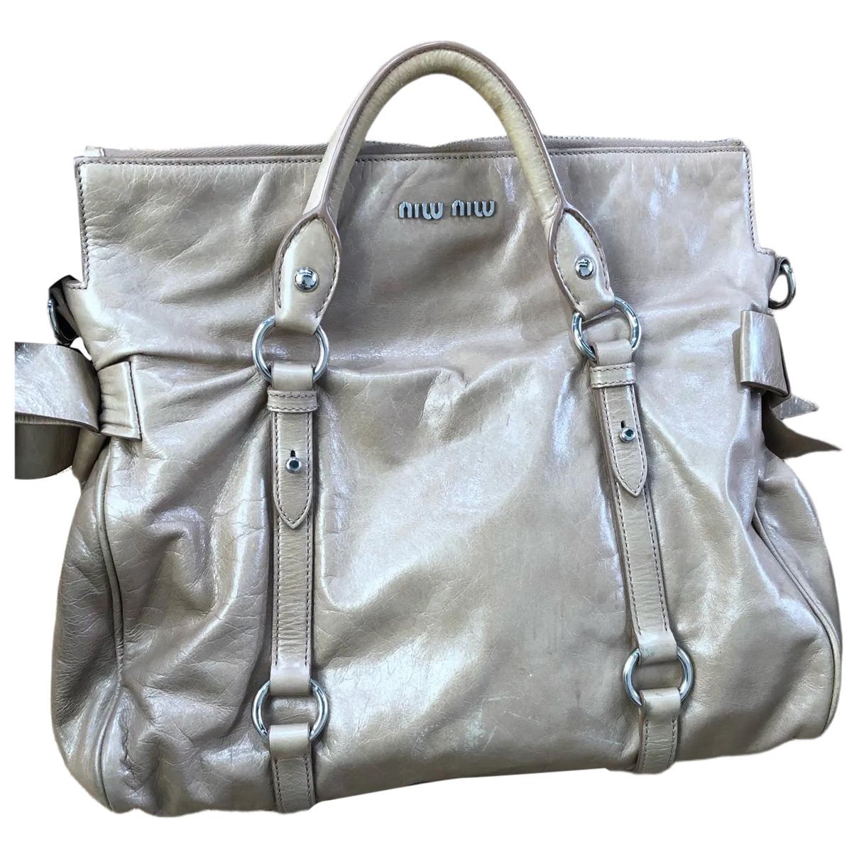 Bow bag leather handbag