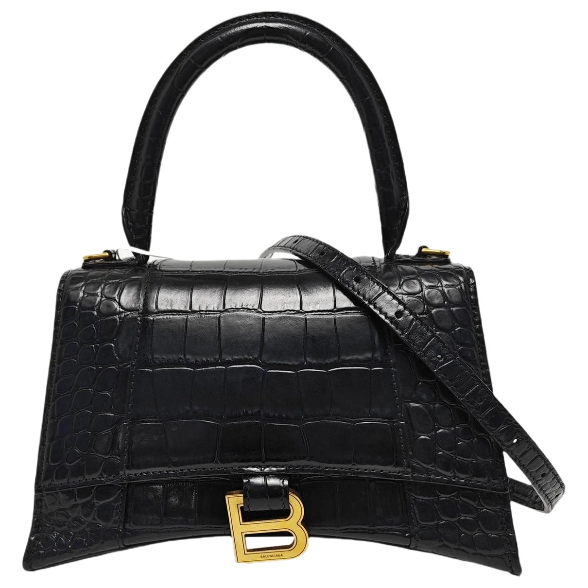 Hourglass leather handbag