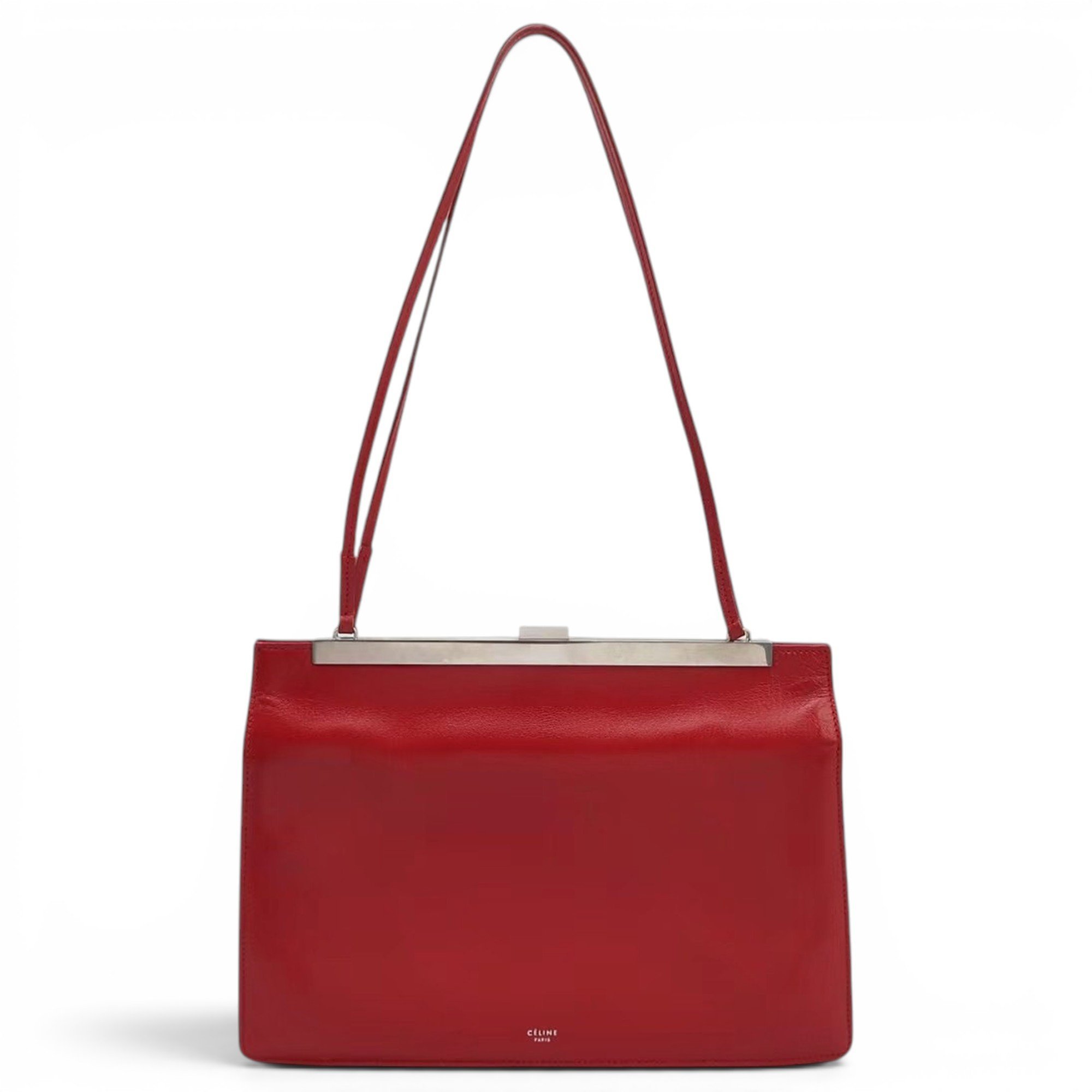 Clasp leather handbag