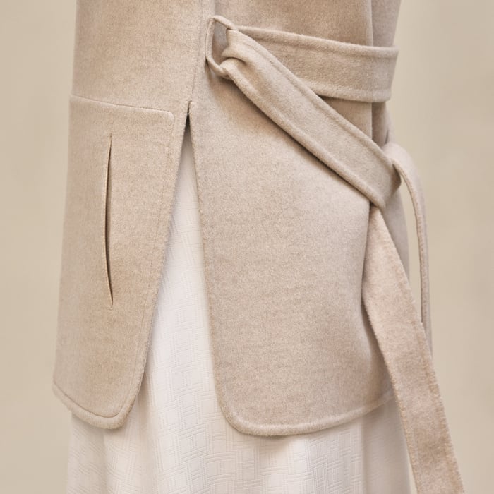 Beige Naturel Cashmere Straight Vest