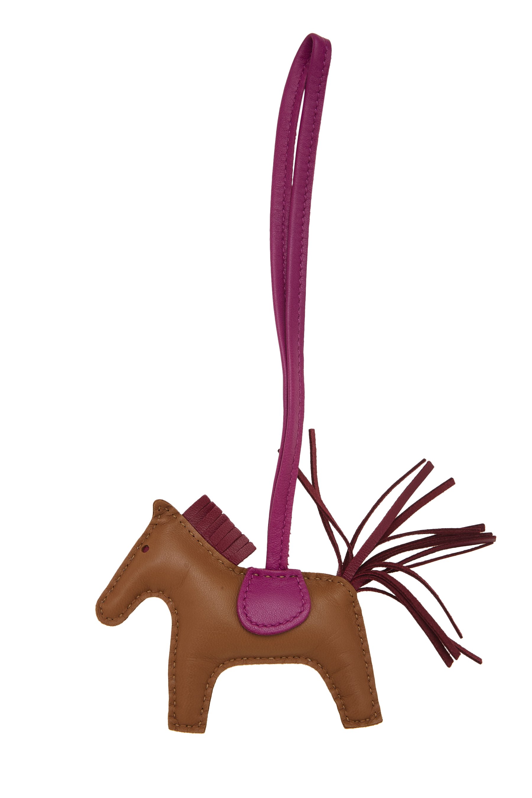 Hermès Gold, Rose Purple Milo Leather Rodeo Bag Charm PM