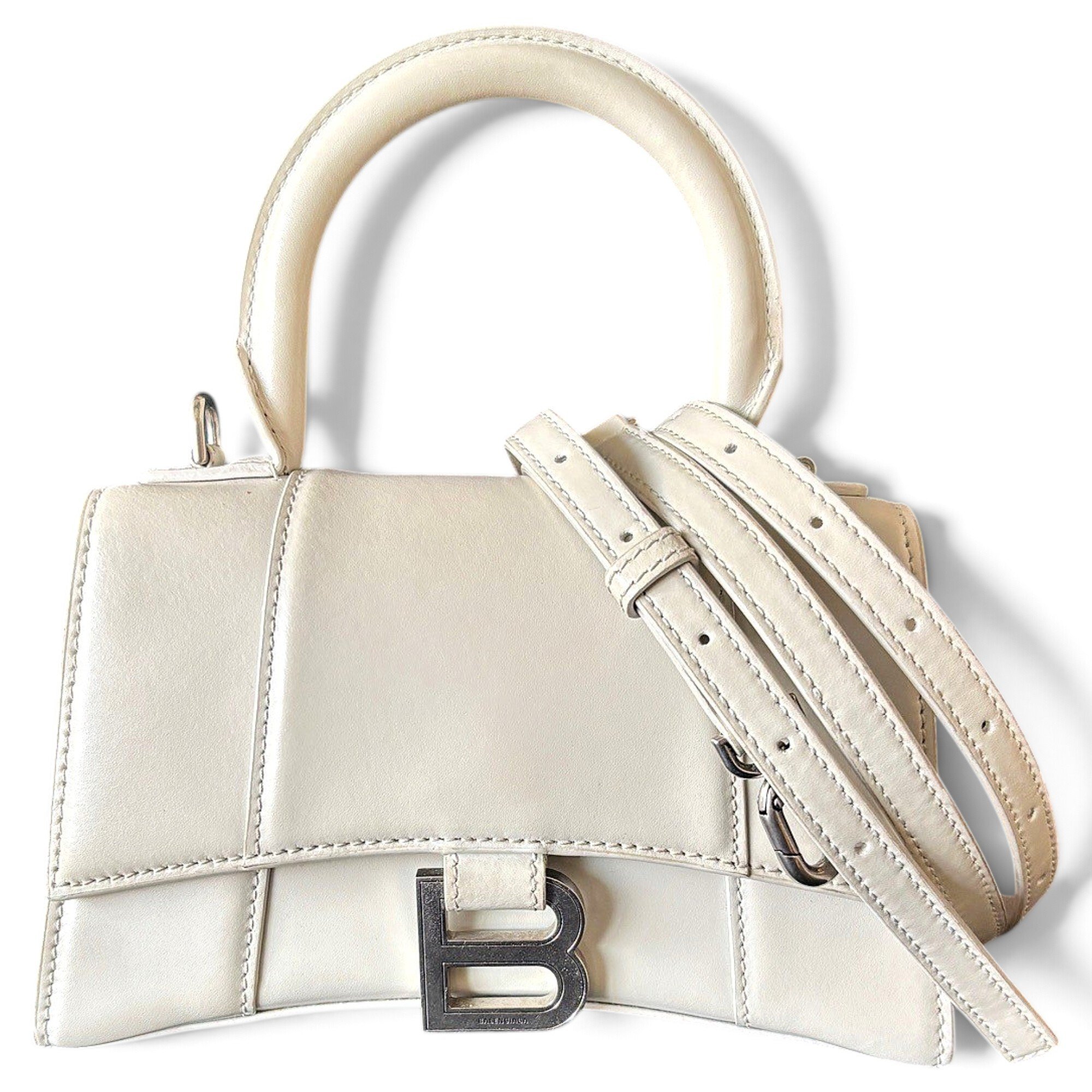 Hourglass leather handbag