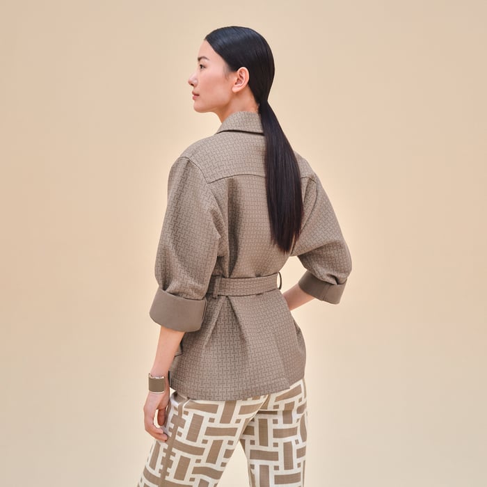 "Mosaique" Belted Short Coat