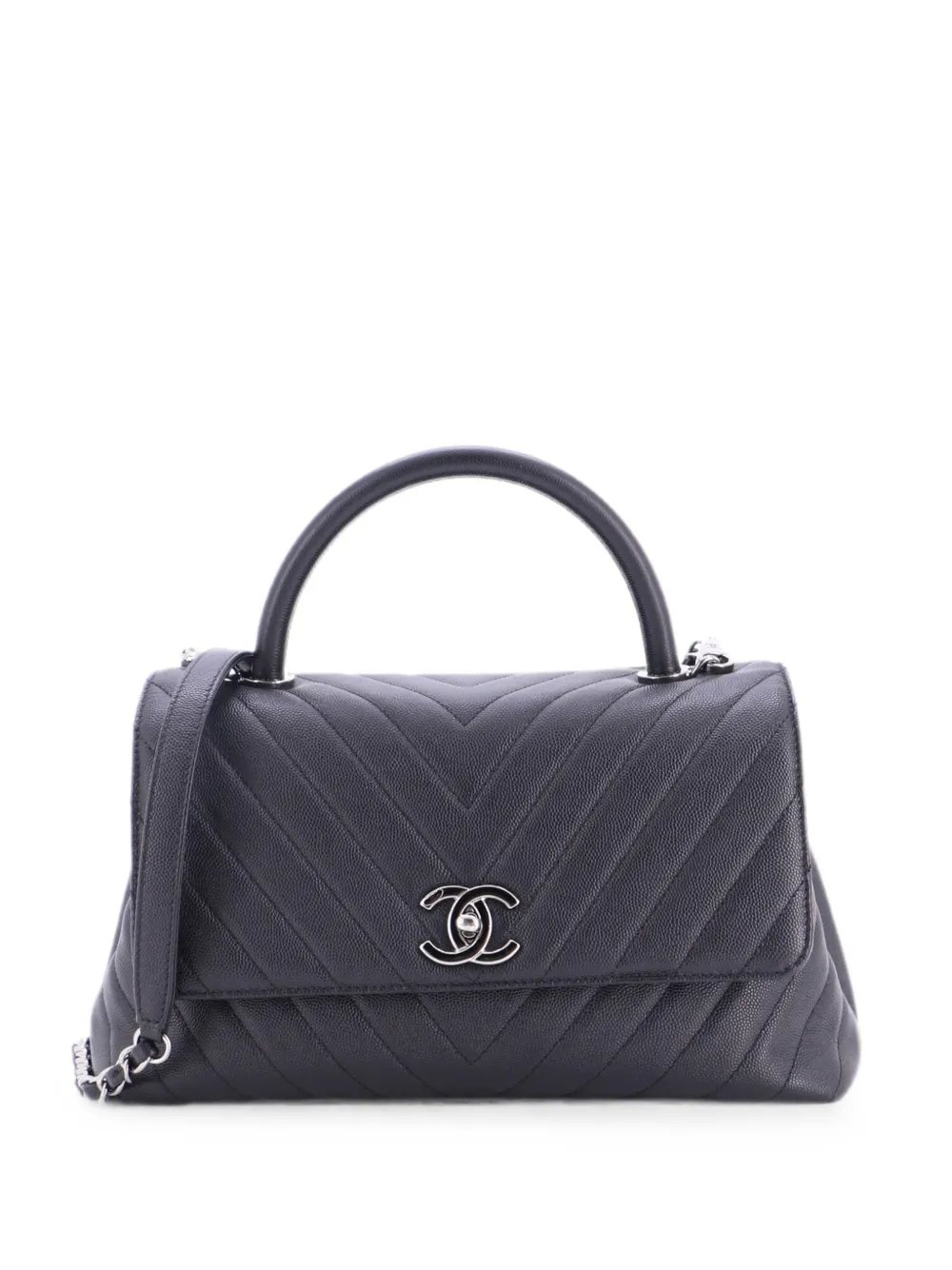 Coco Top Handle Bag Chevron Caviar Small satchel
