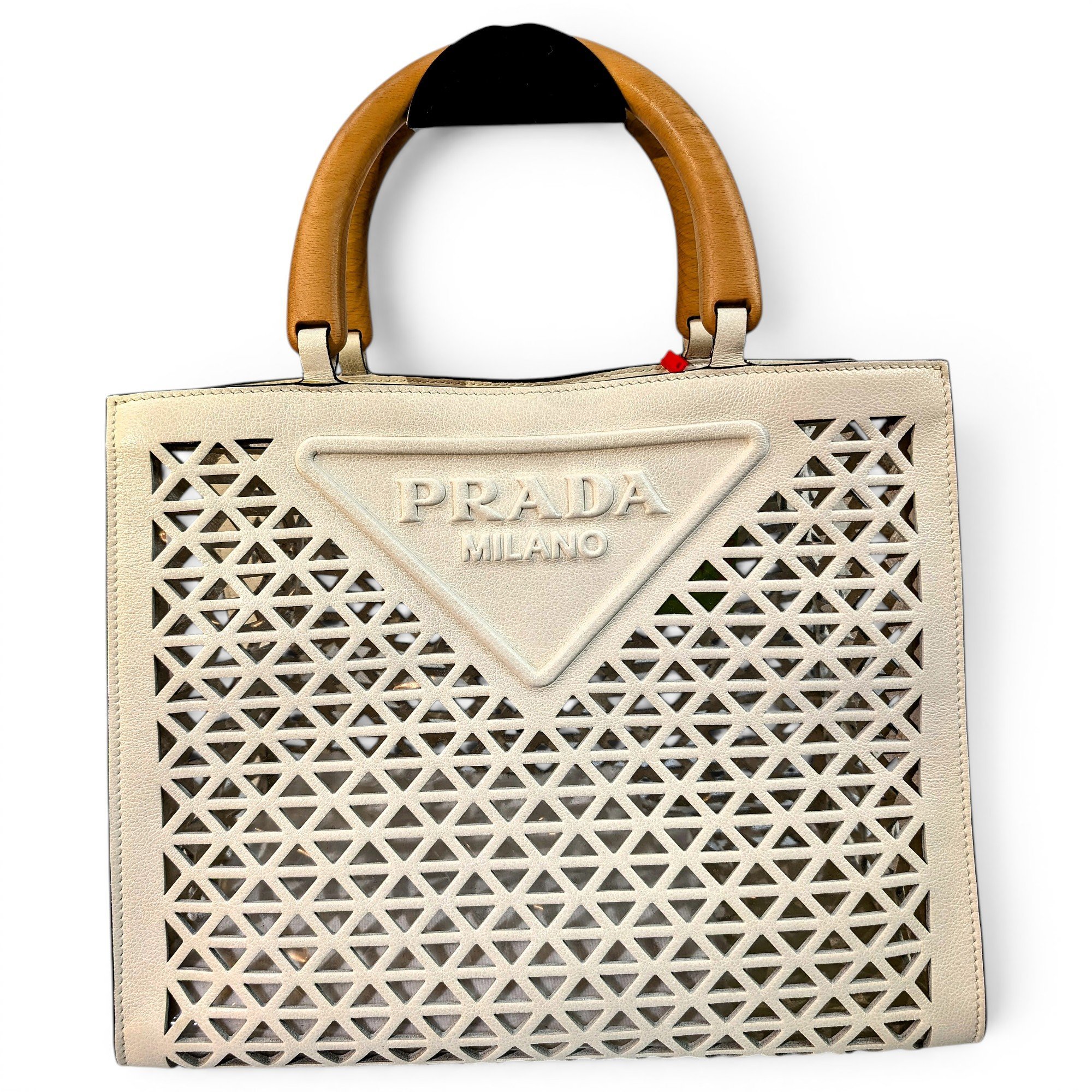 Pyramid leather tote