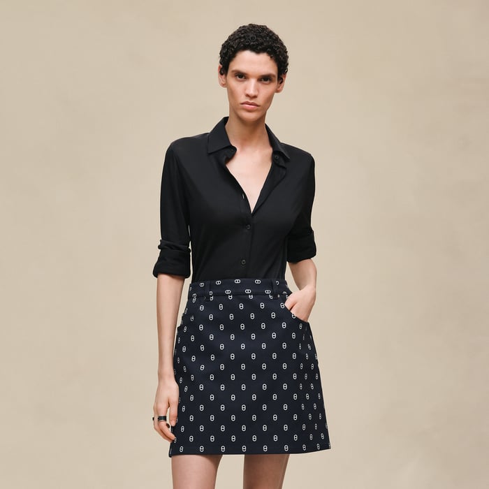 Bleu Marine "Chaine d'Ancre" Denim Miniskirt